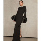 Women Dresses Long Sleeve Bandage One-Piece Dress Autumn and Winter Banquet Party Dress Skirt (Ont0408)