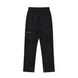 Men Sweatpants Solid Color Loose Zip Split Casual Straight Trousers