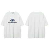 Men T Shirt Letter Denim Affixed Cloth Embroidered Short Sleeve T-shirt