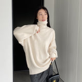 Women Winter Knitted Sweater Knitted Bottoming Shirt Turtleneck Autumn and Winter Loose Long Sleeve Women's Clothing 8t3113