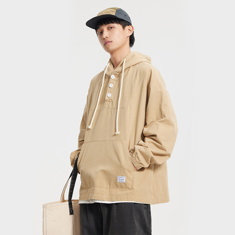 Unisex Jacket Vintage Camping Jacket Men's Loose Top Hooded Jacket