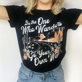 Go Your Own Way Letter Print Women Retro Tops Summer Vintage