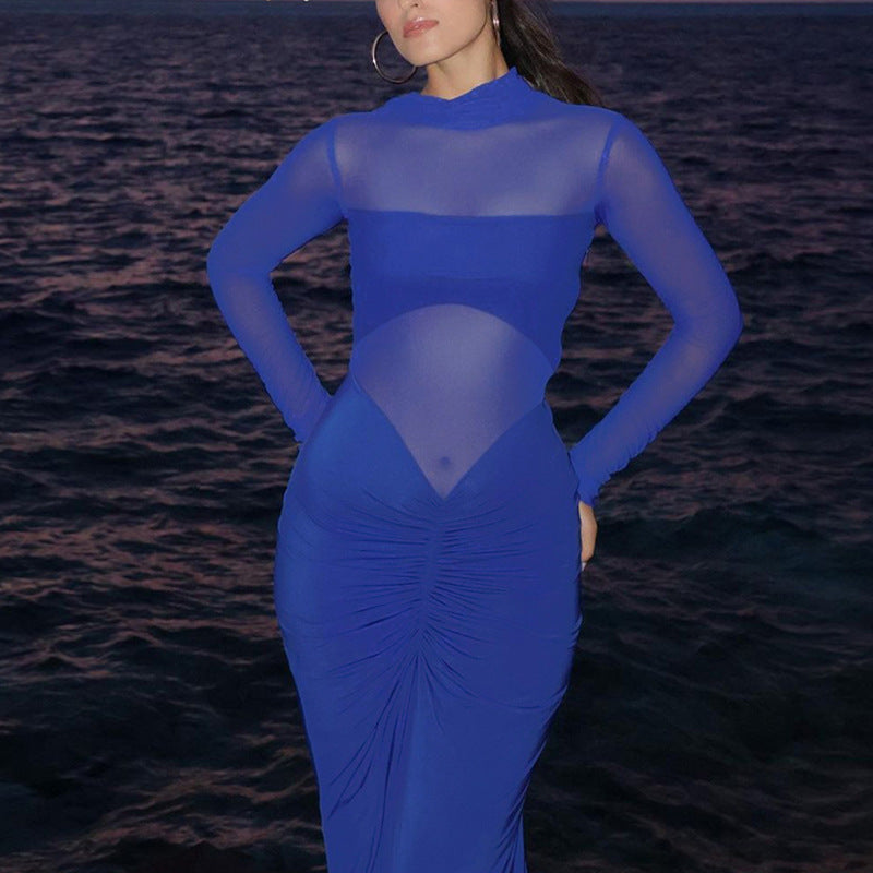 Women Dresse Turtleneck Long Sleeve Tight Dress