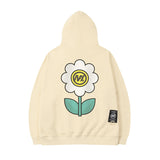 Men Hoodie Rose Print Loose Terry Hooded Sweater