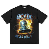 Mens Vintage Rock Band T-Shirt Vintage ACDC Gun Print Rock Short Sleeve T-Shirt