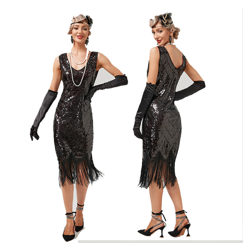 Flappers 1920S Dress Vintage Sequined Tassel Dress Party Dance Dress Formal Dress