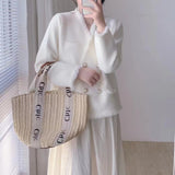Women Knitwear Autumn and Winter V-neck Tassel Loose Knitted Cardigan