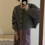 Women Knitwear Autumn and Winter round Neck Sweater Loose Knitted Cardigan