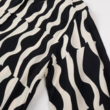 Women Tops Summer Wave Pattern Shirt Single-Breasted Mid-Length Top
