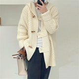 Women Knitted Cardigan Hooded Cable-Knit Sweater Coat Female Autumn and Winter Loose Knitted Cardigan