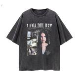 Summer washed old t-shirt printed short-sleeved men's t-shirt