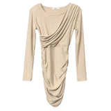 Women Dresses round Neck Dress Long Sleeve Autumn and Winter Sheath Sexy