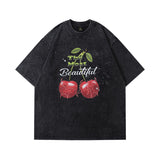 Men T Shirt Vintage Distressed Small Neckline Short Sleeve T-shirt