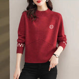 Women Knitted Pullover Short Sweater Autumn Knitted Long Sleeve Autumn and Winter