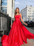 Corset Dress Long Sexy Backless Red with Spaghetti Straps Large Swing Bridesmaid Dress