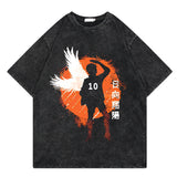 Washed retro T-shirt cartoon printed casual cotton short sleeves