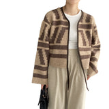Women Cardigan Sweater Autumn Top Long Sleeve Coat Retro Top 2t3213