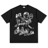 Mens Vintage baseball T-Shirt CamNewton rugby vintage print short sleeve loose t-shirt