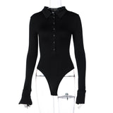 Women Jumpsuit Autumn Winter Sexy Button Lapel Long Sleeve Jumpsuit