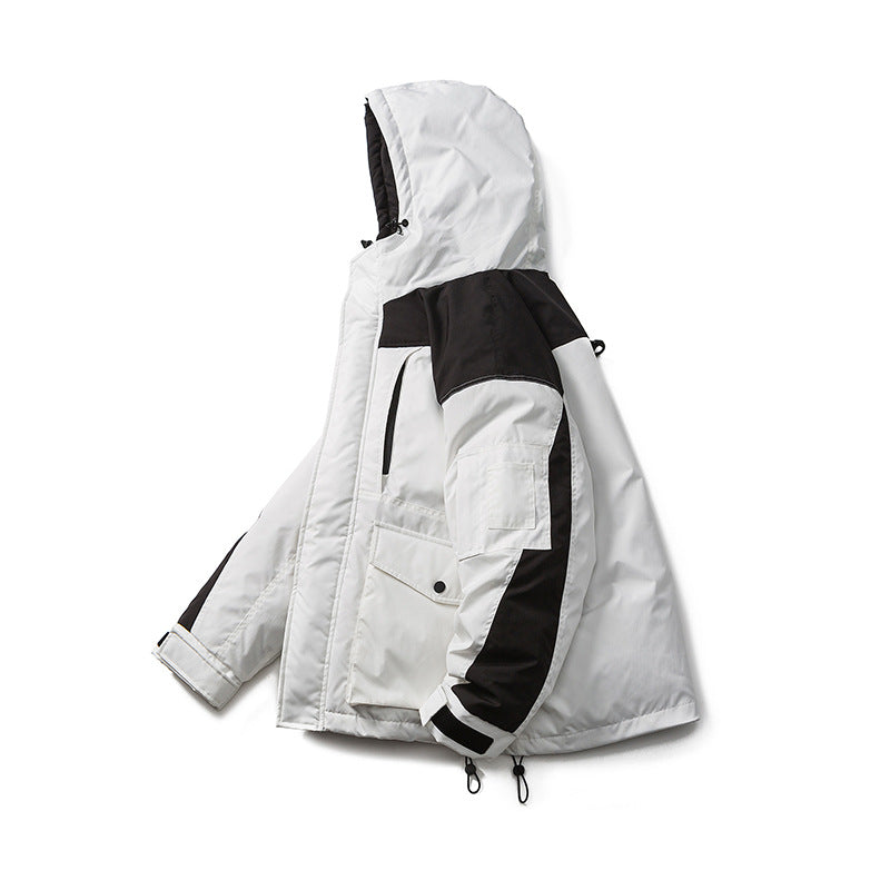 Unisex Winter Cotton Coat Three-Dimensional Large Pocket Hooded down Jacket down Shell Jacket