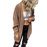 Women Knitted Sweater Autumn Long Sleeve Solid Color Sweater Coat