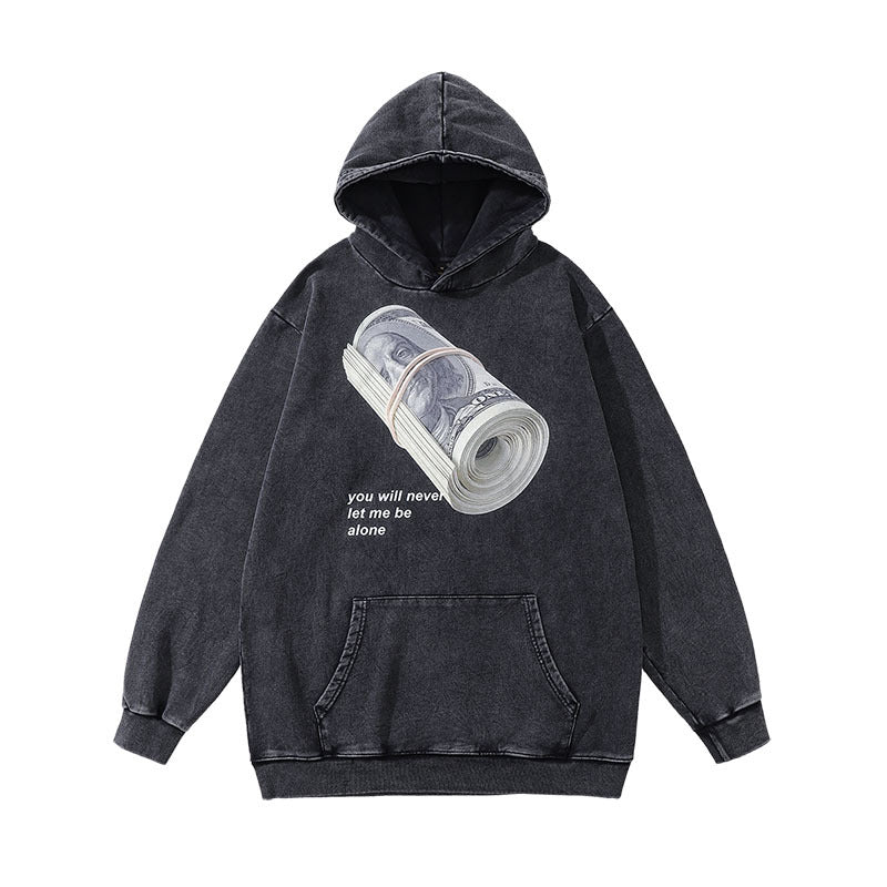 Men Hoodie Distressed Hooded Sweater Retro Washed Hoodie Men