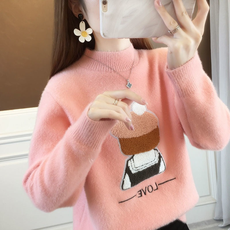 Women Knitwear Autumn and Winter round Neck Knitwear Loose Sweater