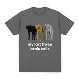 Funny My Last Three Brain Cells Cats Meme T Shirt Men's