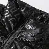 Unisex Winter Cotton Coat Dazzling Letter Stand-up Collar down Jacket