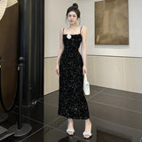 Women Dresses Black Backless Dress