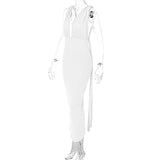 Women Dresses Summer Sexy Deep V-neck Backless Fold Split Dress