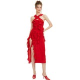 Women Dresses Sexy Dress High Red Dress Skirt (Zns0409)