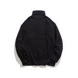 Unisex Sweater Winter Chessboard Plaid Turtleneck Sweater