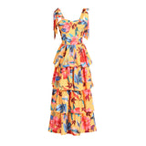 Women Dresses Spring Retro Printing Slip Dress Long Dress (Qymy0409)