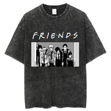 Vintage washed anime cotton T-shirt Harajuku