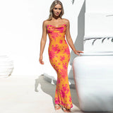 Women Dresses Spring Sexy Backless Printing Slip Dress