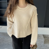 Women Winter Knitted Sweater Autumn and Winter Crew Neck Pullover Sweater Sweater 8t3107