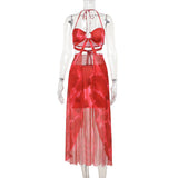 Women Dresses Summer Vacation Casual Sexy round Strap Hip Skirt Suit