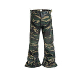 MIJKO Men Vintage Pants MIJKO camouflage micro-pull locomotive pants design zipper wide-leg pants