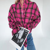 Women Trench Coat Autumn and Winter Leisure Loose Check Shirt Plaid Shirt Long Sleeve
