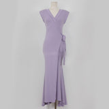 Women Dresses Vintage V Maxi Dress Hip Skirt
