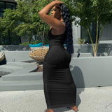 Women Dresses Sexy Dress Summer Sexy U Collar Sleeveless Slim Fit Skirt