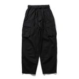 Men Sweatpants Mechanical Style Multi-Pocket Cargo Pants Loose Casual Solid Color Wide-Leg Pants