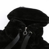 Women Trench Coat Autumn and Winter Plush Coat Hooded Long Sleeve Warm Short Top