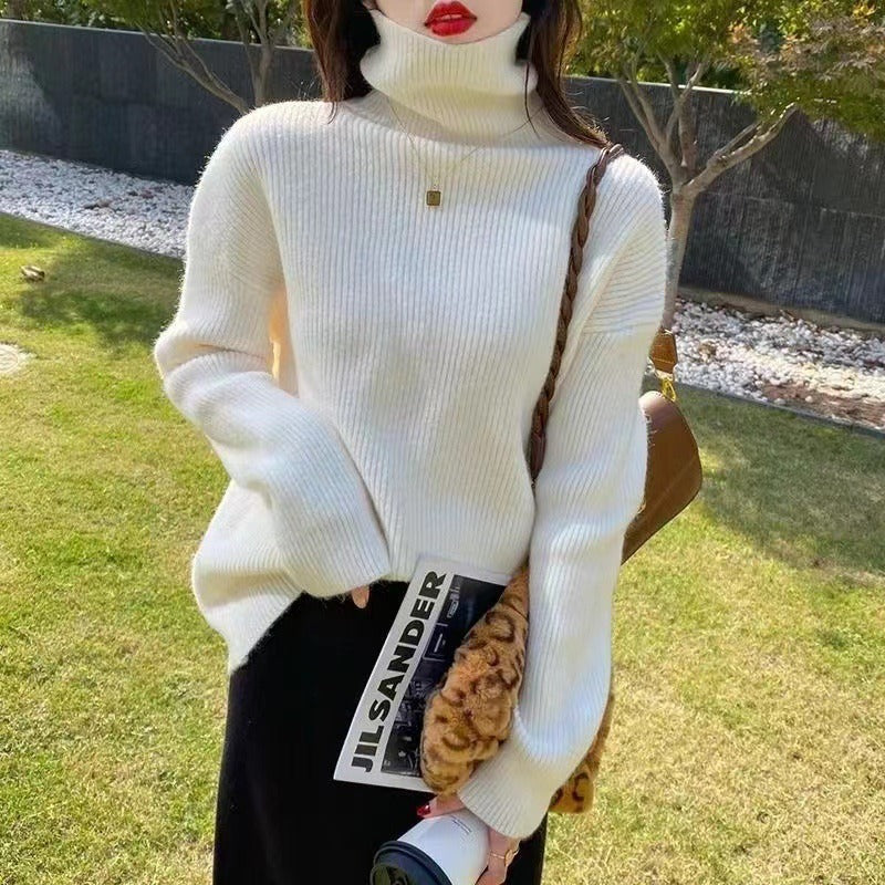 Women Knitted Pullover Autumn and Winter Turtleneck Sweater Slim Fit Top Sweater