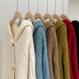 Women Knitted Cardigan Hooded Cable-Knit Sweater Coat Female Autumn and Winter Loose Knitted Cardigan