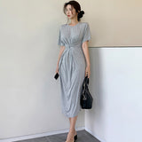 Women Dresses Crew Neck Medium, Long and Short Sleeve Dress
