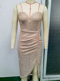 Women's Evening Gown Sexy Sling Retro Irregular Sequins Dress