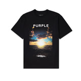 Purple Brand T Shirts Casual Short Sleeve Loose round Neck Sunset Black T-shirt