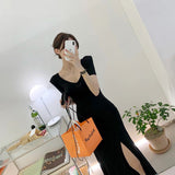 Women Dresses V-neck Slit Dress